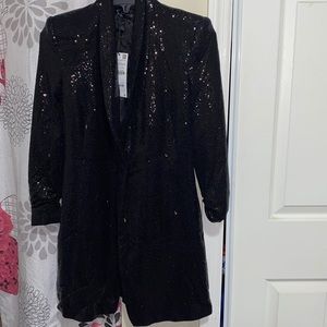 BLACK SPARKLY BLAZER DRESS